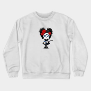 Sugar Skull Girl Playing Israeli Flag Guitar Crewneck Sweatshirt